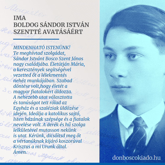 Ima Boldog Sándor István szenttéavatásáért